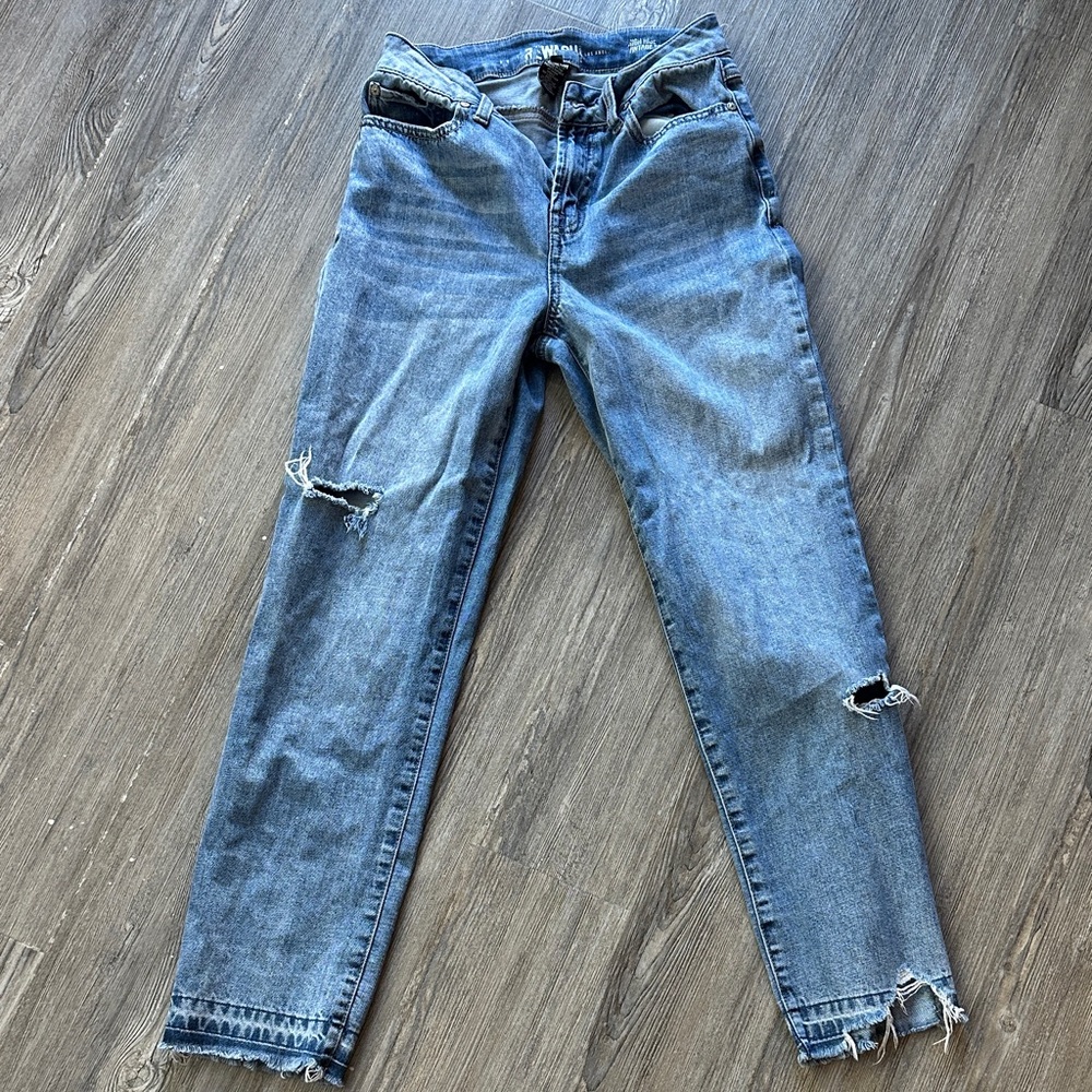 Rewash Light Blue Distressed Straight Leg Jeans